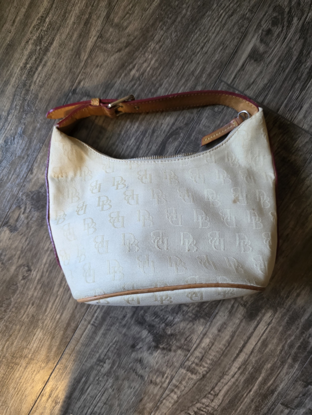 Dooney & Bourme Cream Signature Monogram Shoulder Bag